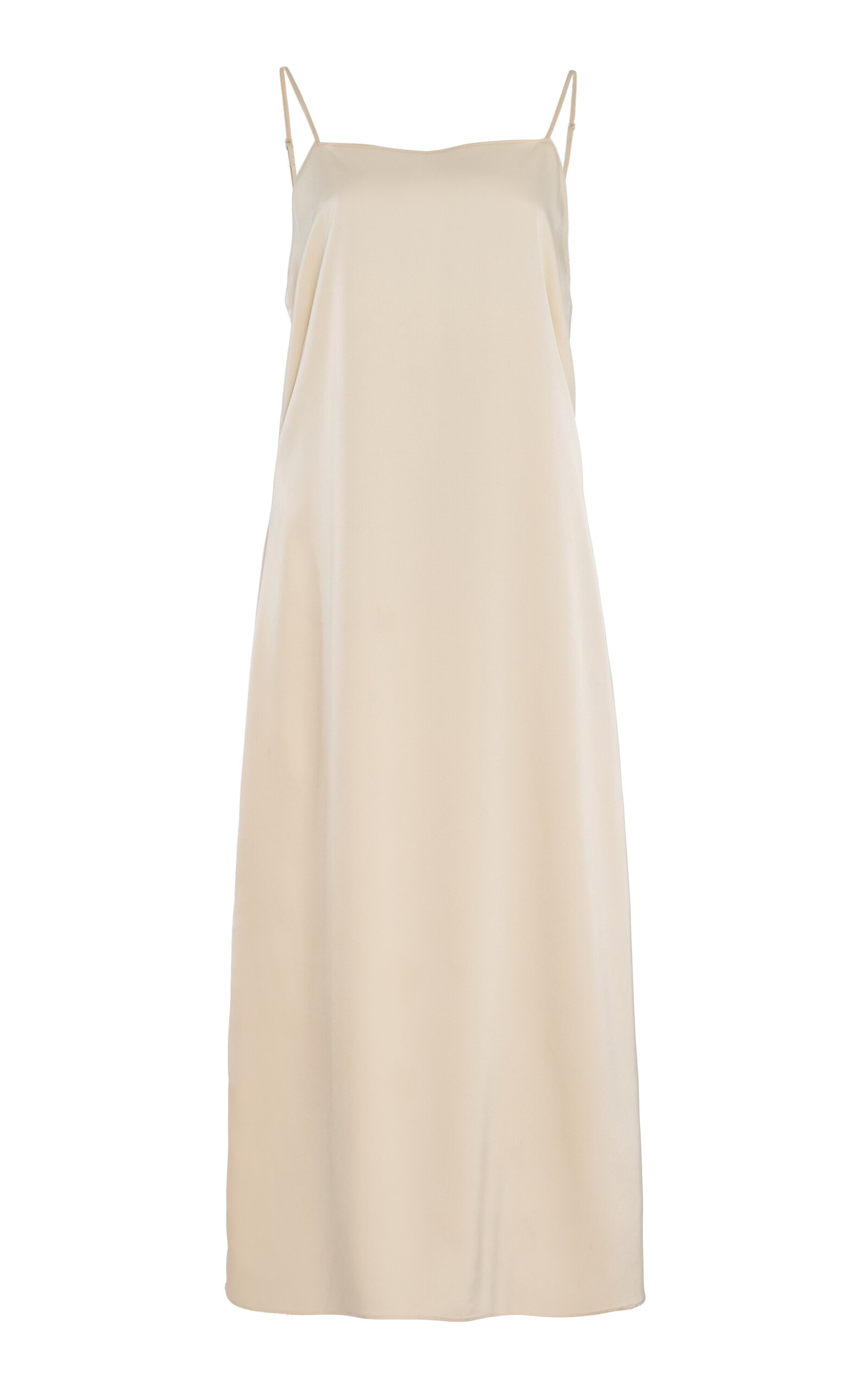 Barb Open Back Satin Midi Slip Dress ivory - 1