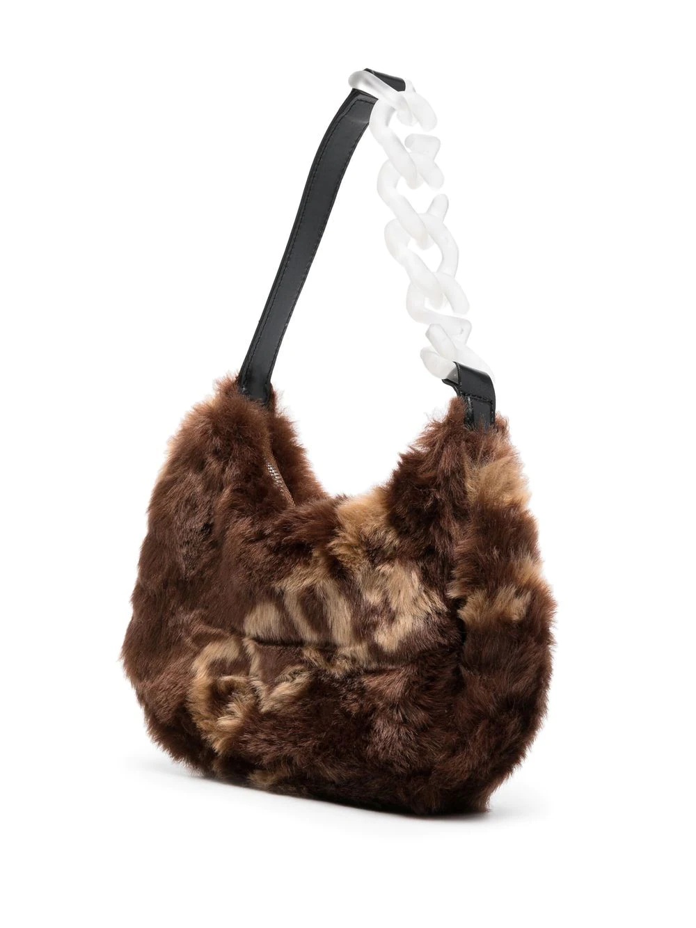 logo-print faux-fur shoulder bag - 3