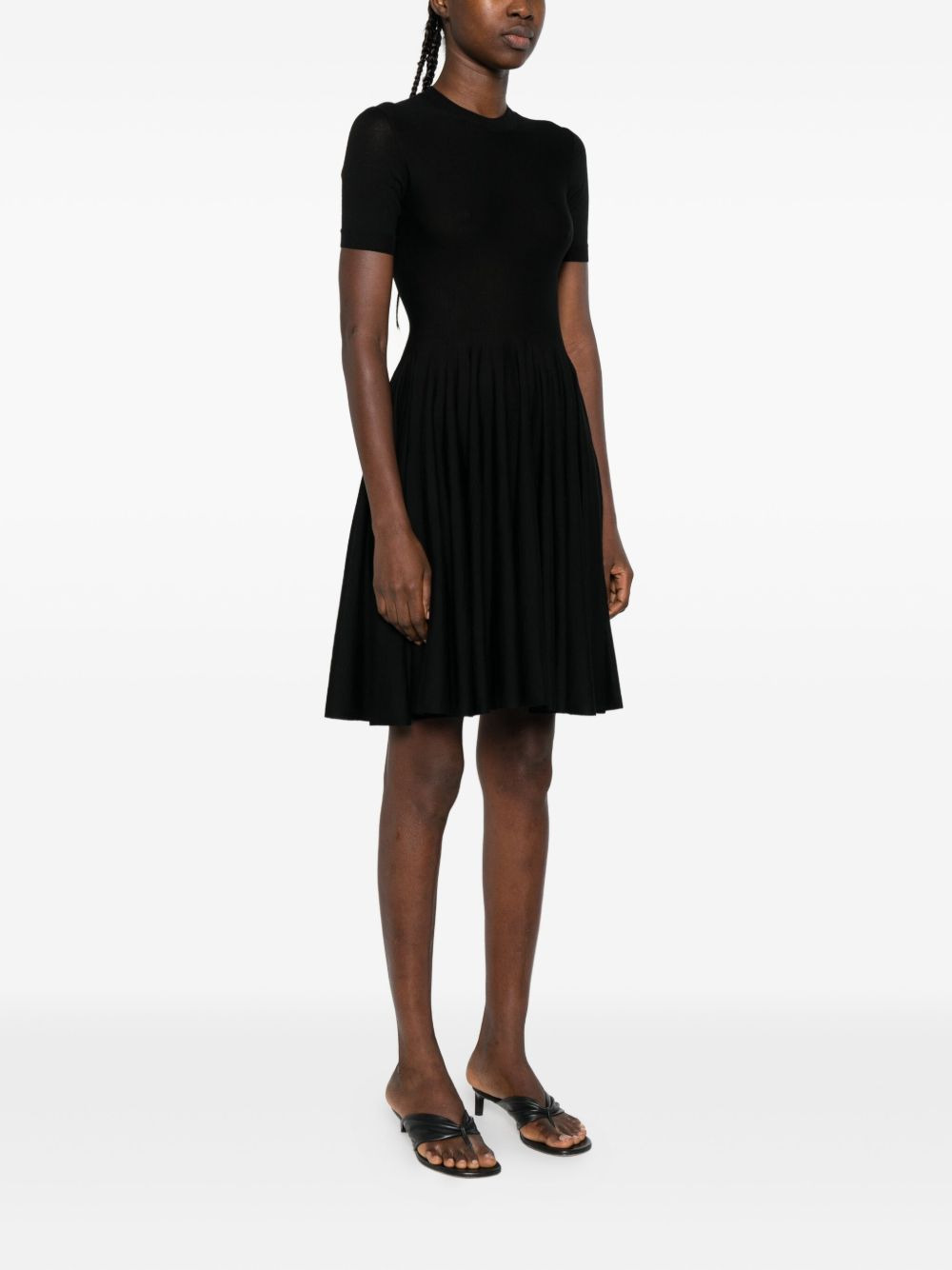 short-sleeve pleated dress - 3