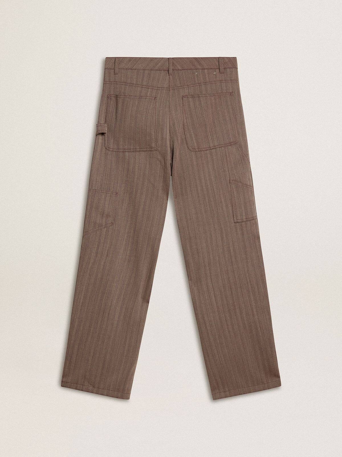 Women’s wool blend pants in light brown micro chevron - 6