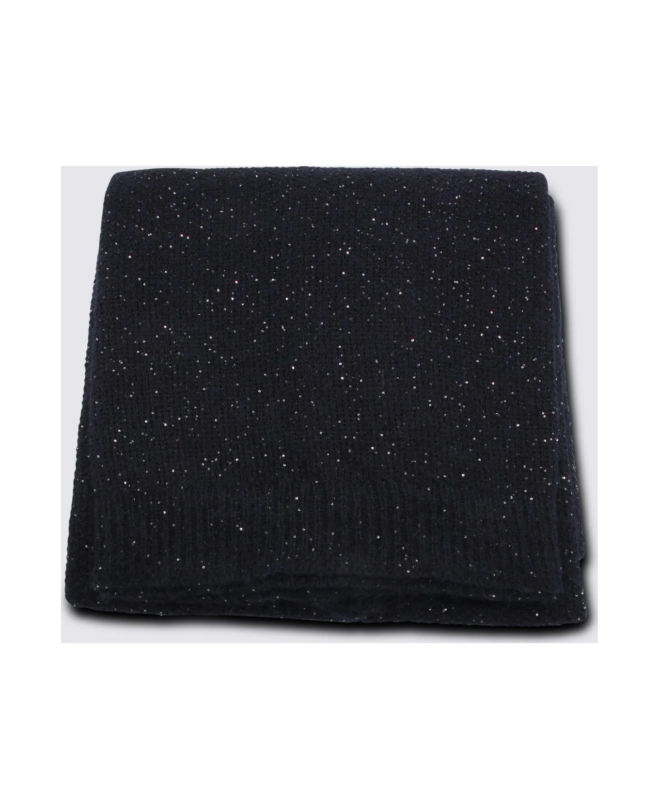 Navy Wool Blend Scarf - 1