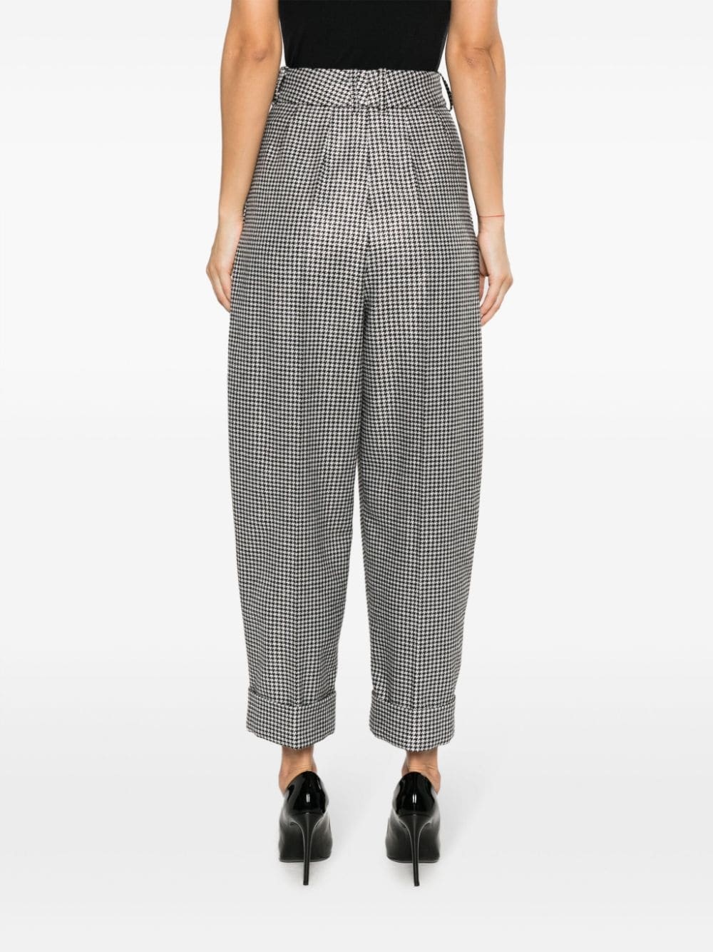 pleated houndstooth-patterned trousers - 4