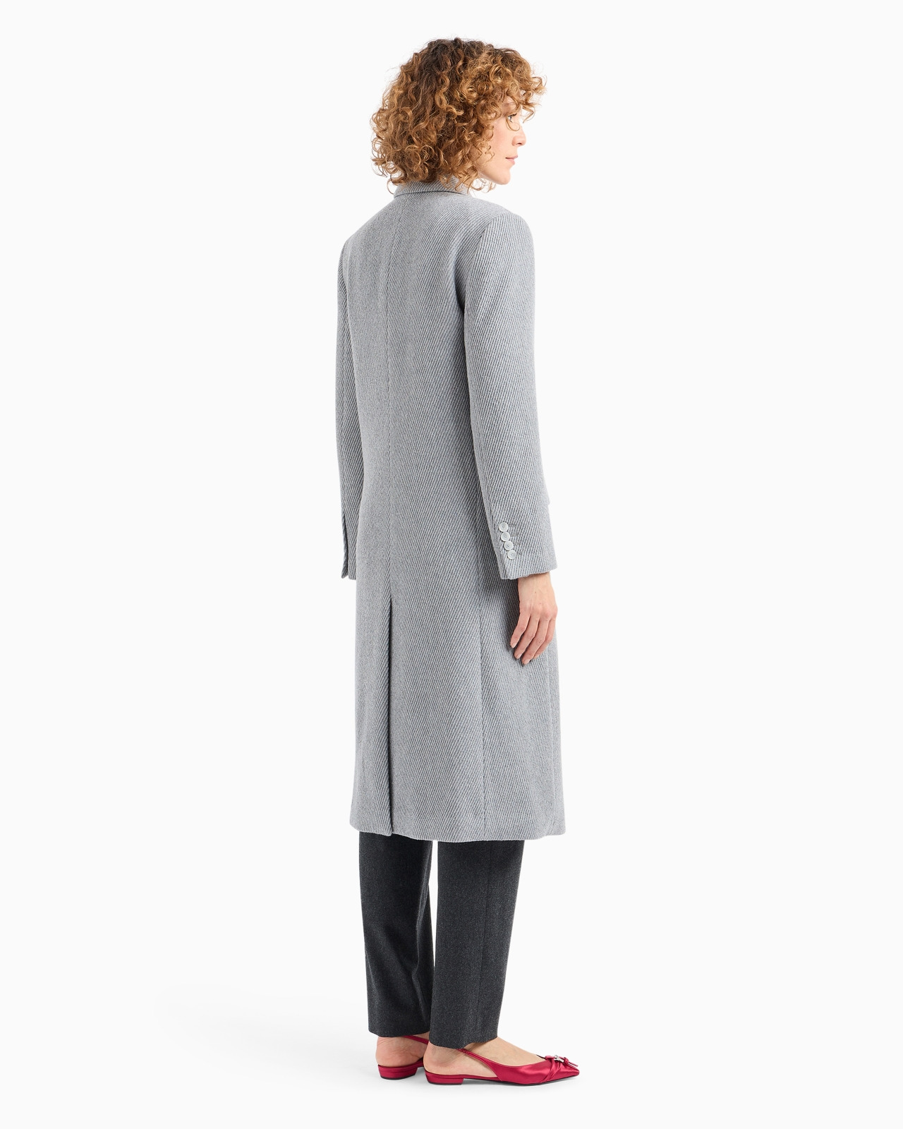 Double-breasted wool blend cover fabric coat - 3