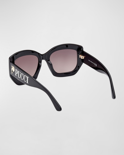 EMILIO PUCCI Oversized Logo Acetate & Metal Sunglasses outlook