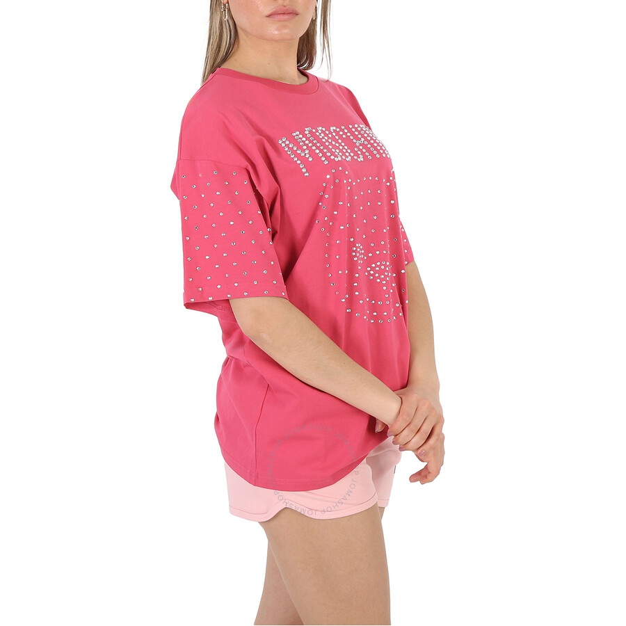 Moschino Fuschia Crystal Teddy Bear Oversize Cotton T-Shirt - 5