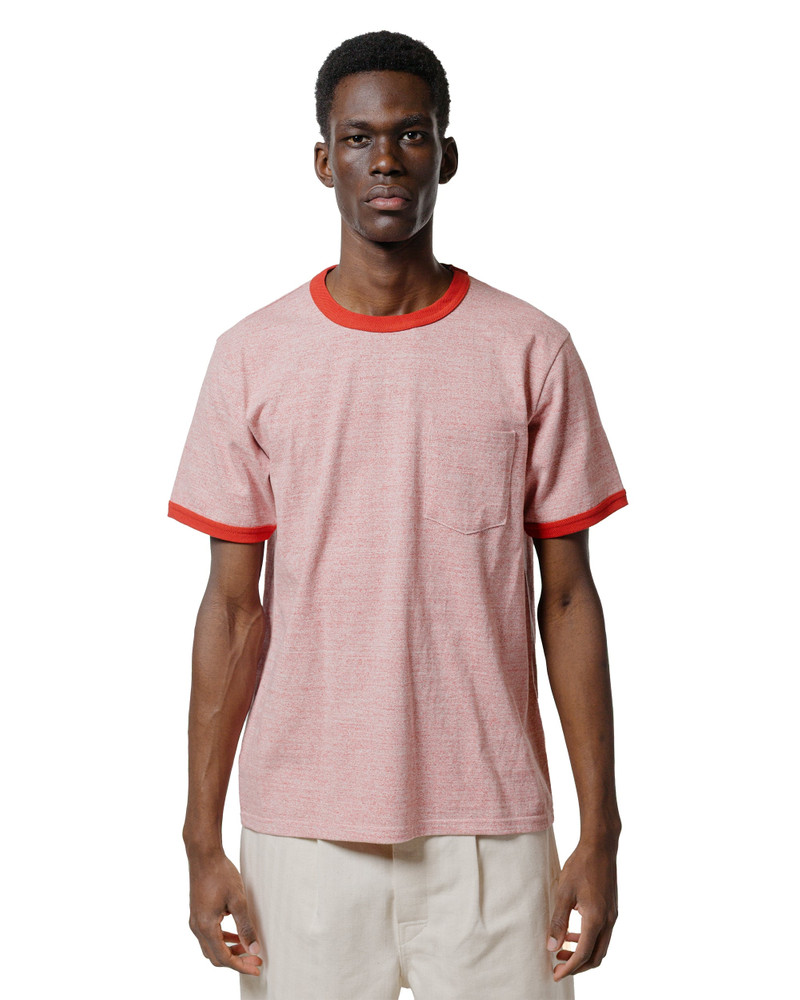 The Real McCoys MC25014 Pocket Tee / Heather Color, Ringer Red outlook