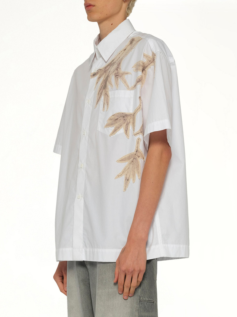 Bamboo Printed Short Sleeve Shirt in White 3
