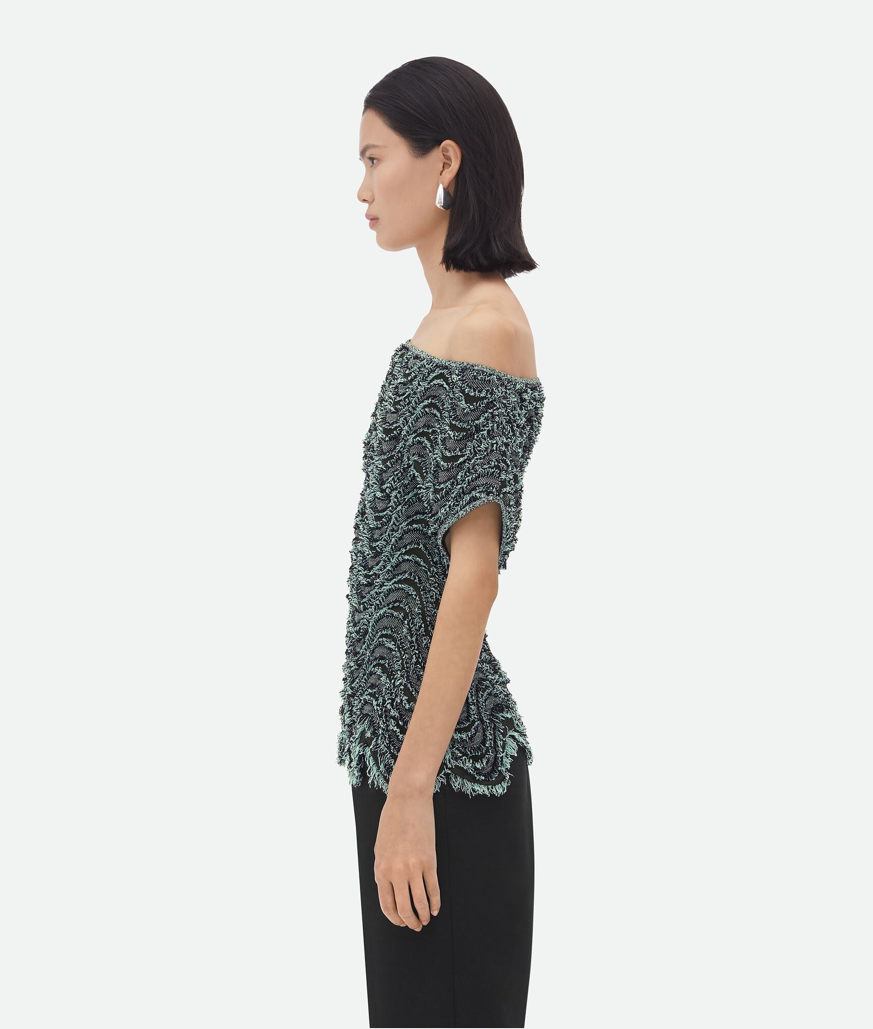 Textured Viscose Top With Weaved Fringes - 2