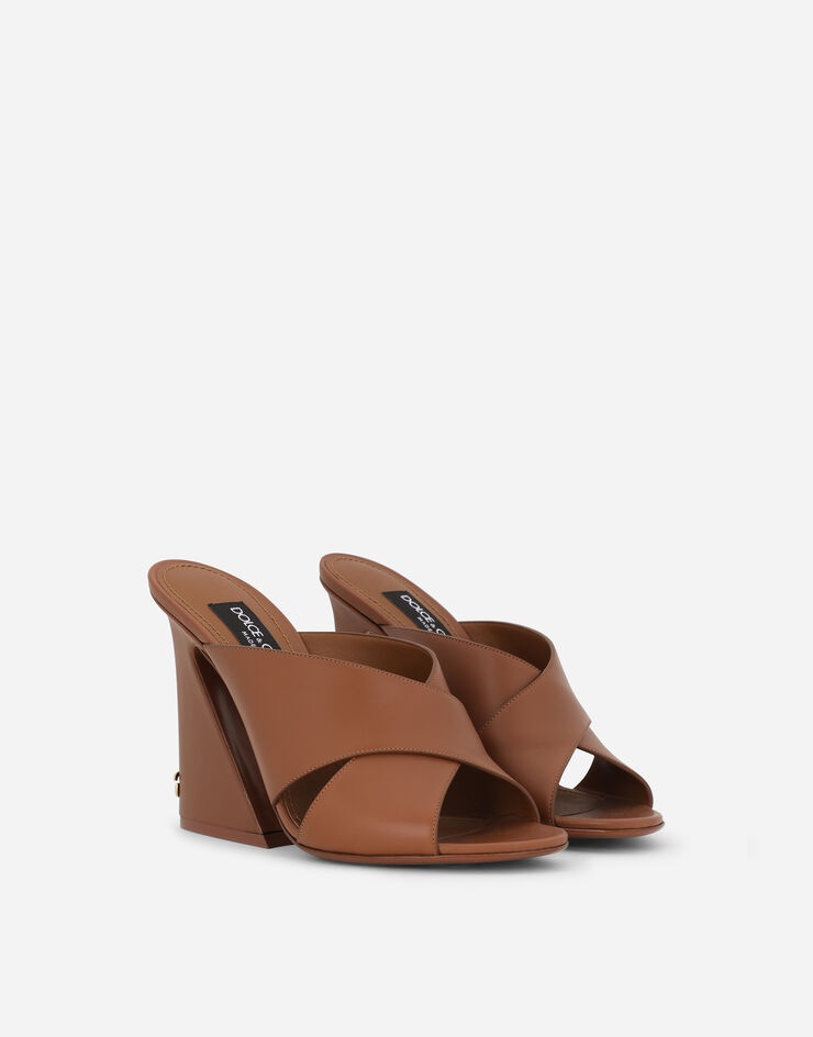 Calfskin mules with geometric heel - 2