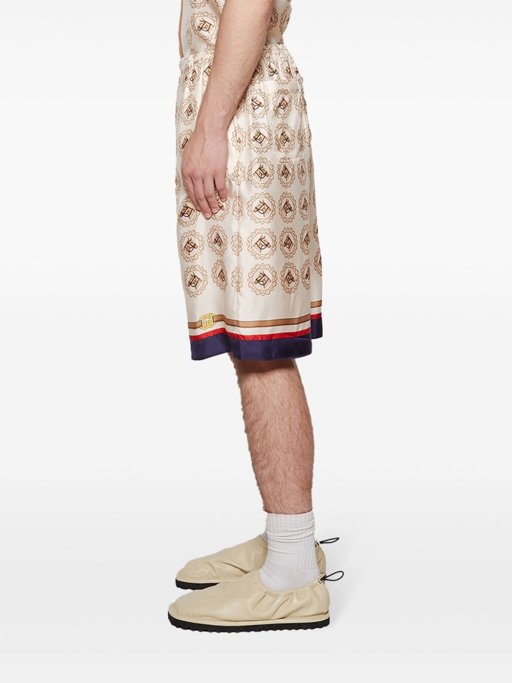 graphic-print silk shorts - 4