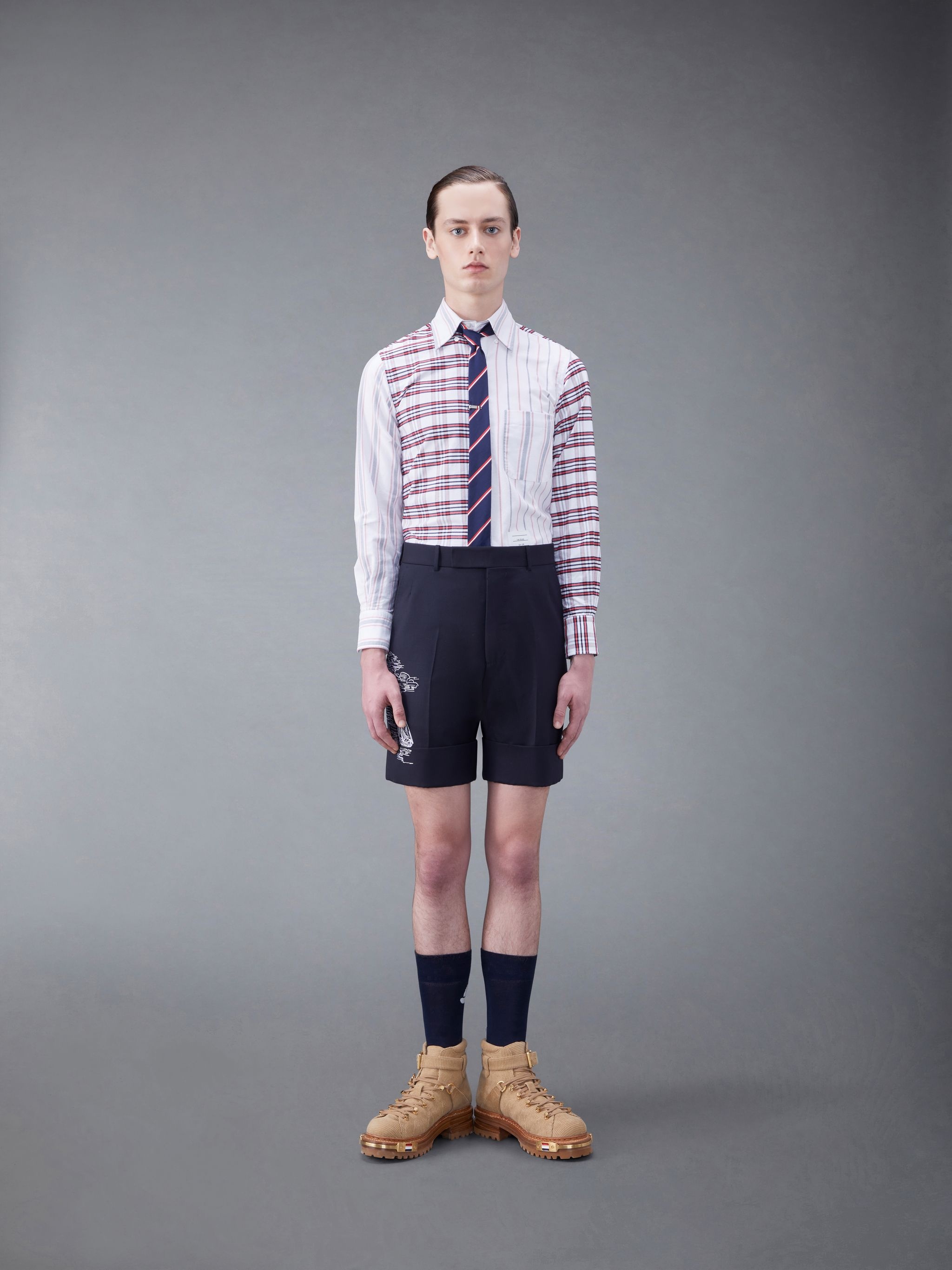 Fun-Mix Tattersall Stripe Oxford Round Hem Shirt - 4
