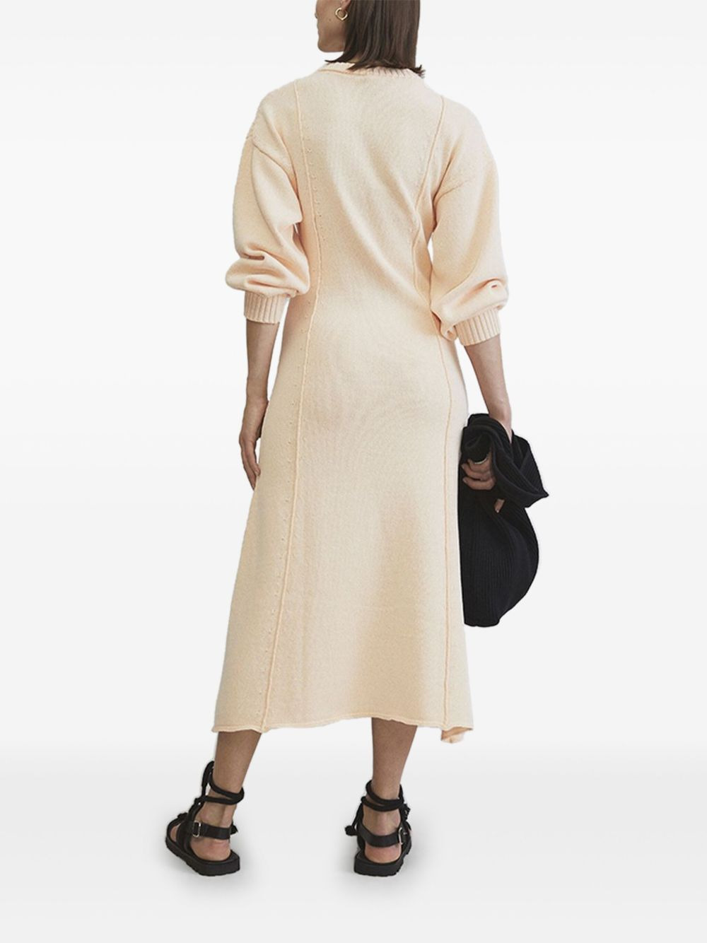 cuffed-sleeves midi dress - 4