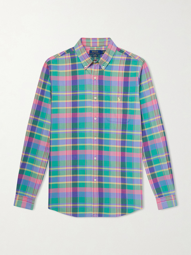 Button-Down Collar Checked Cotton Shirt 1