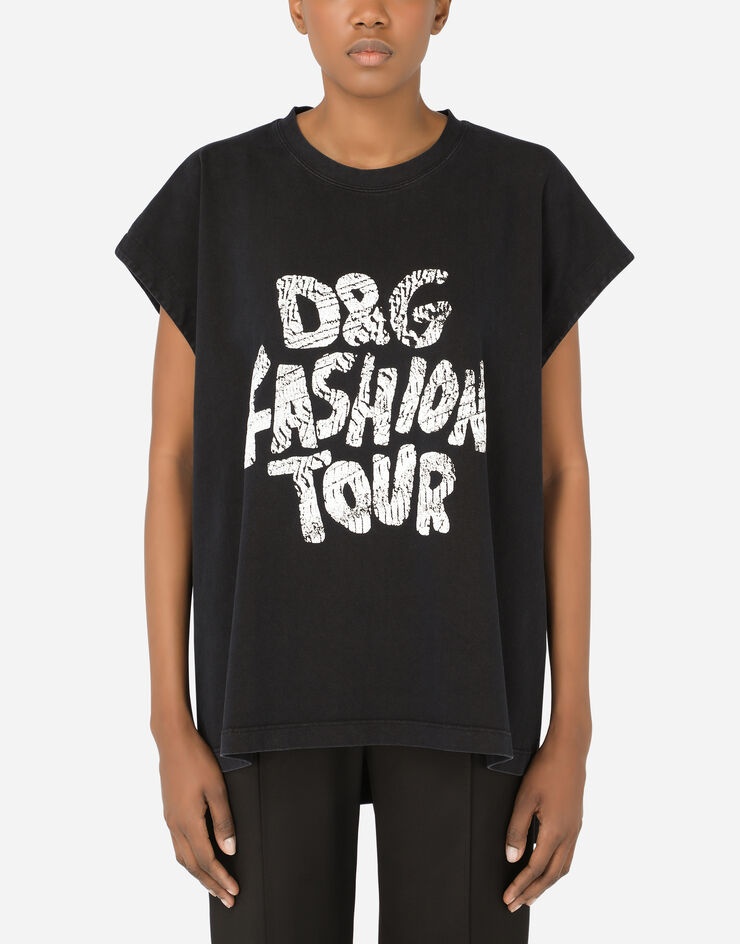 Jersey T-shirt with D&G fashion tour print - 1