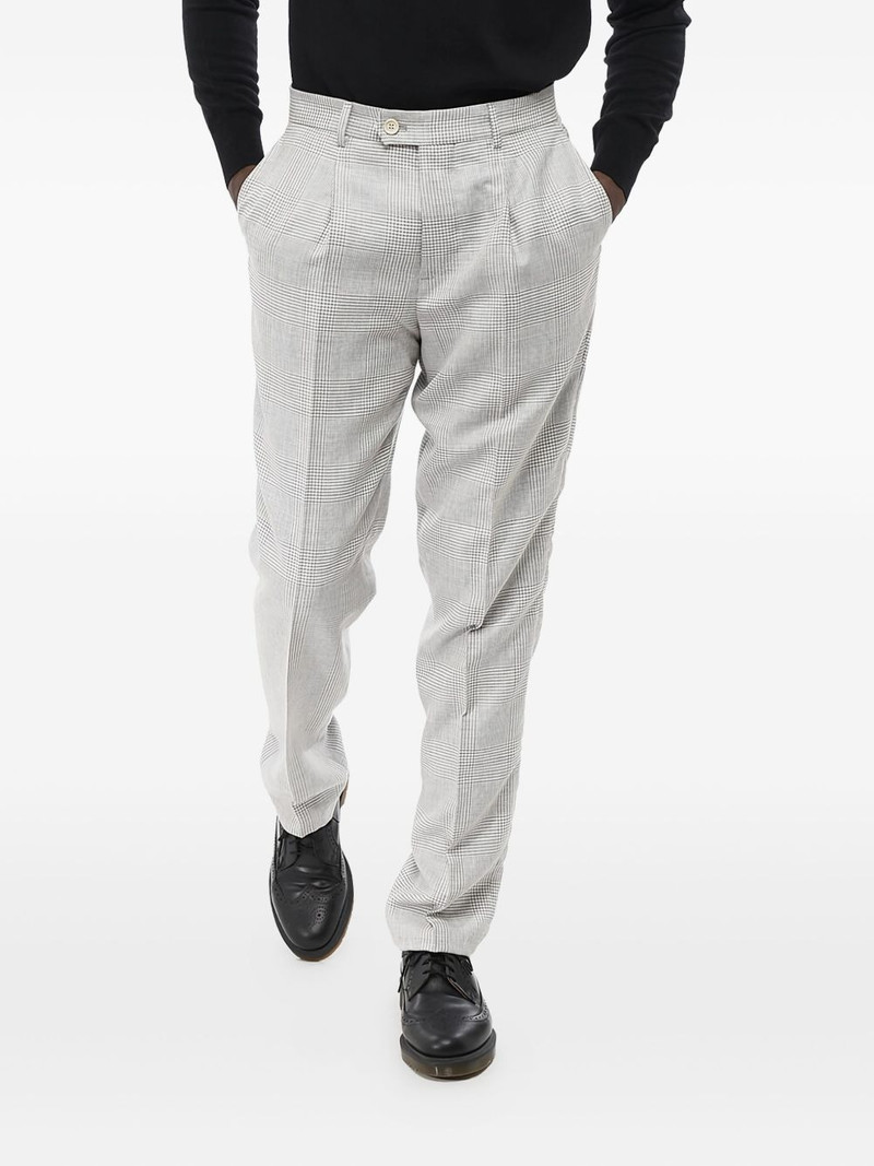 pleated check trousers 1
