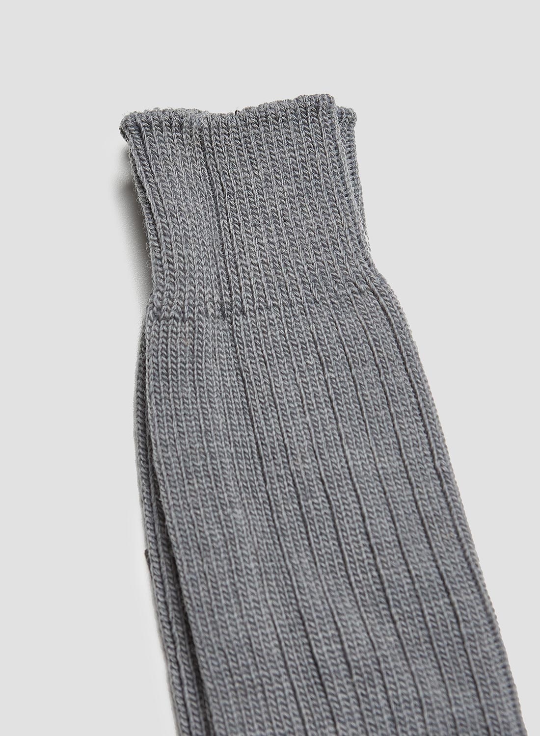 Ribbed Wool Crew Sock in Light Grey - 2