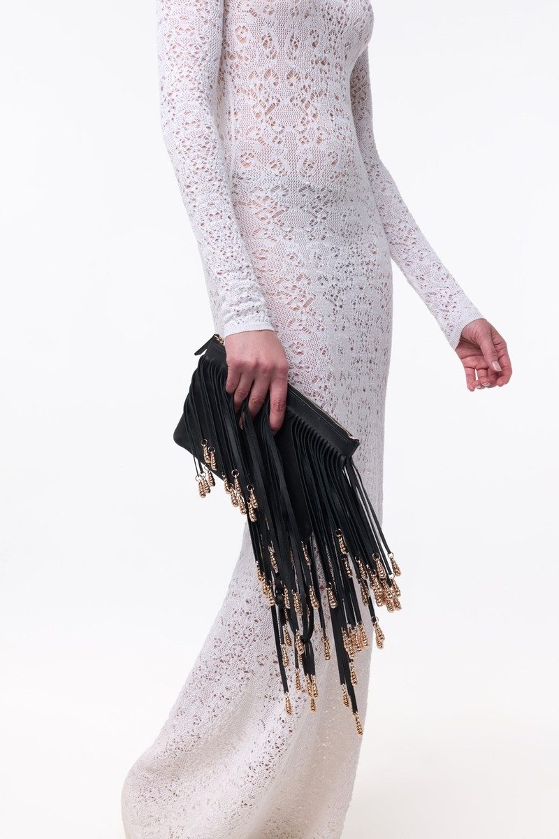 Lethe Pointelle Knit Maxi Dress in Ivory Virgin Wool Silk 5