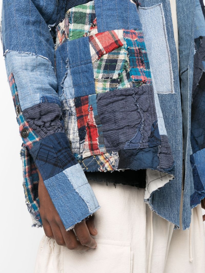 patchwork-design denim jacket - 5