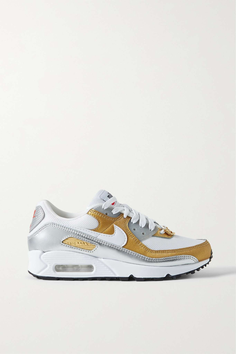 Air Max 90 SE embellished metallic leather-trimmed mesh sneakers - 1