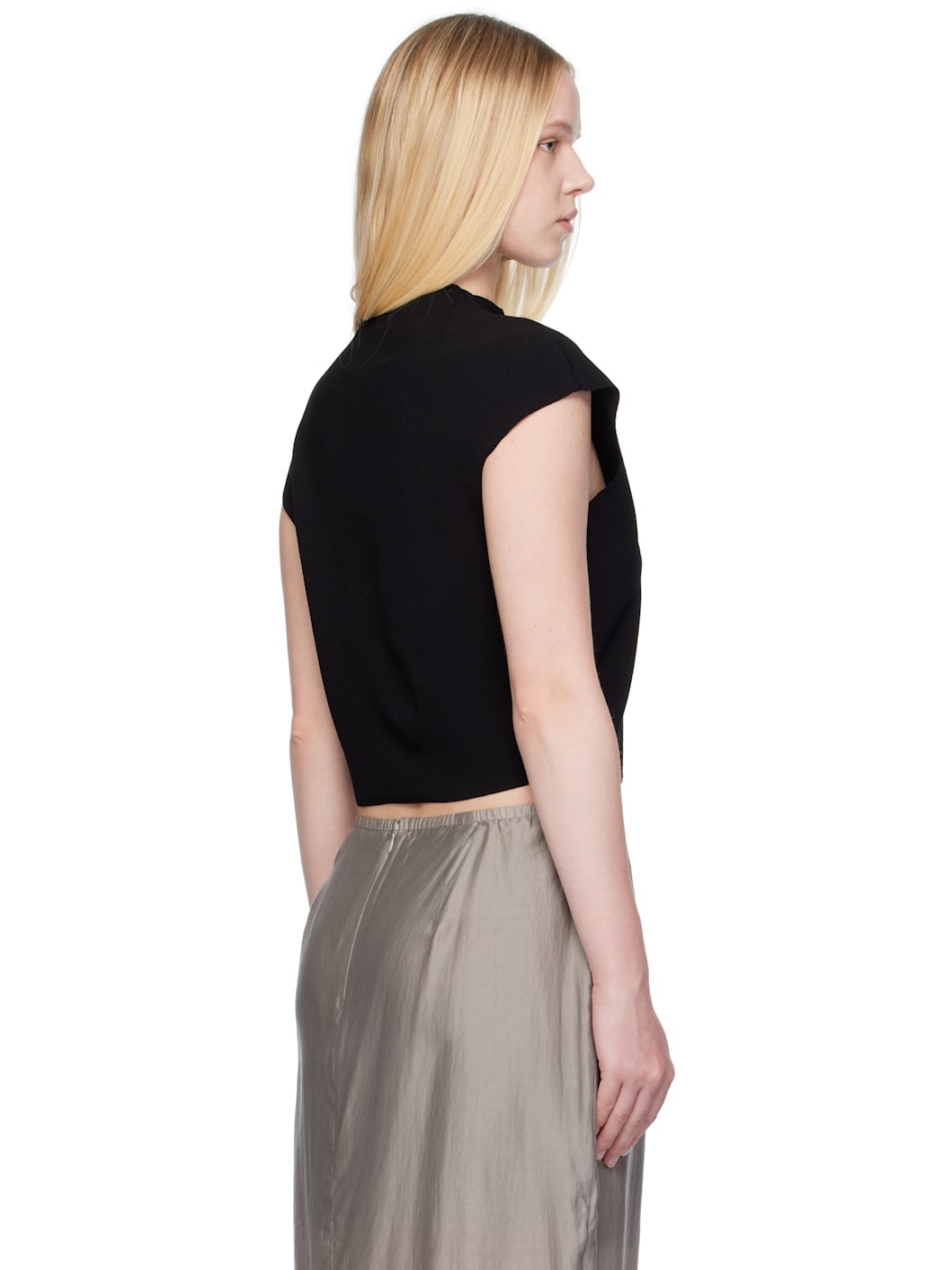Black Wholegarment Cap Sleeve Cardigan Vest - 3