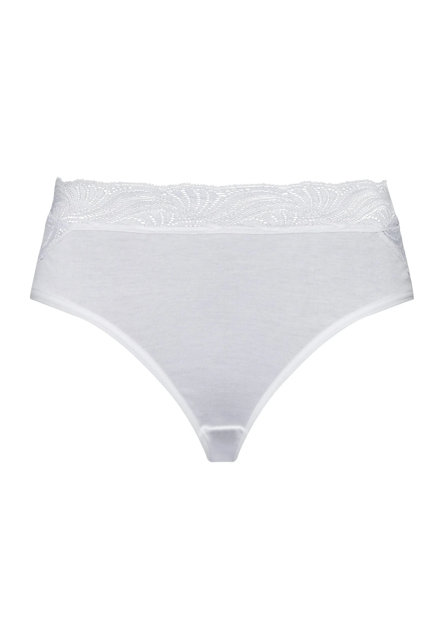 Cotton Delight Lace Trim Cotton High Cut Brief - 1