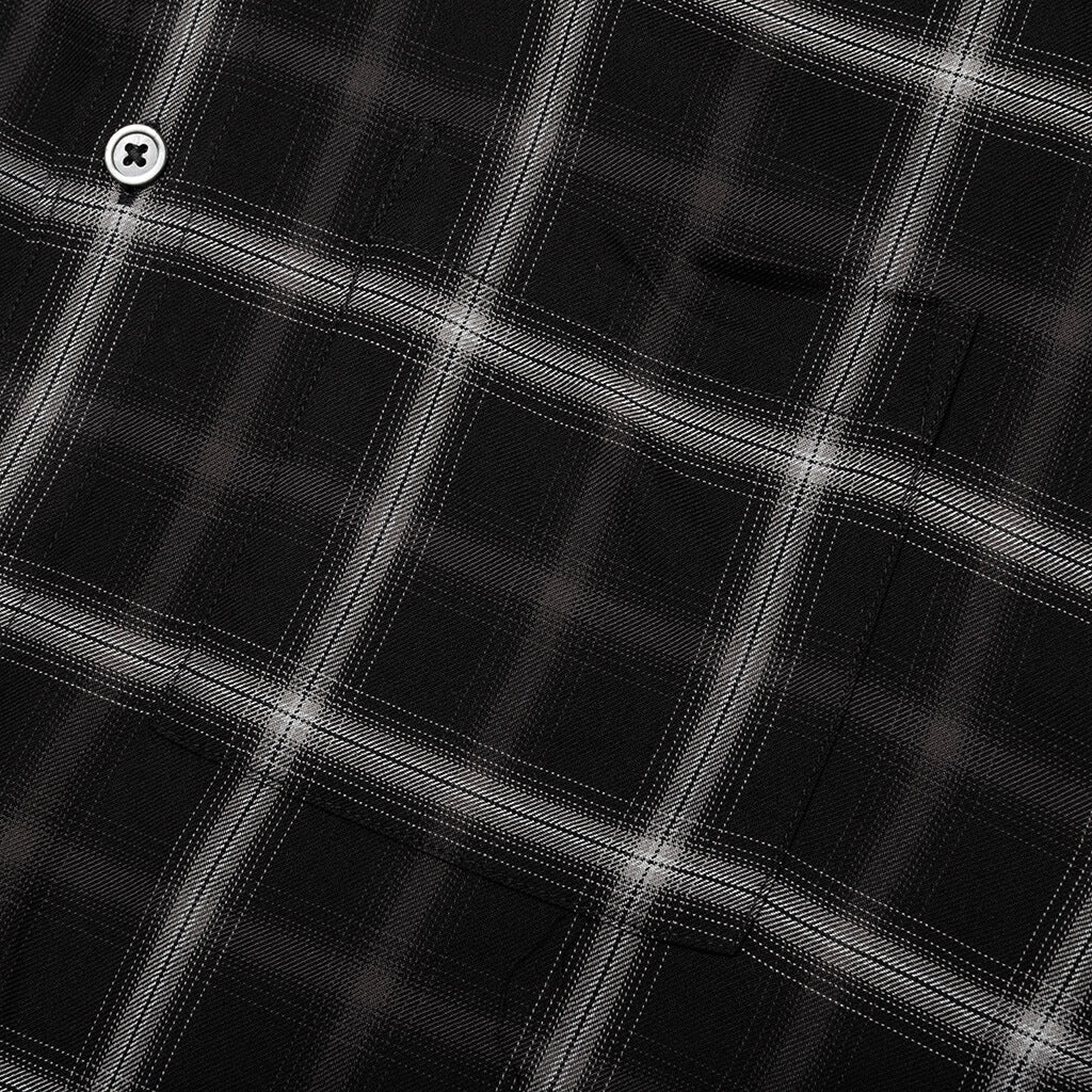 SHADOW PLAID RAYON SHIRT - BLACK - 5