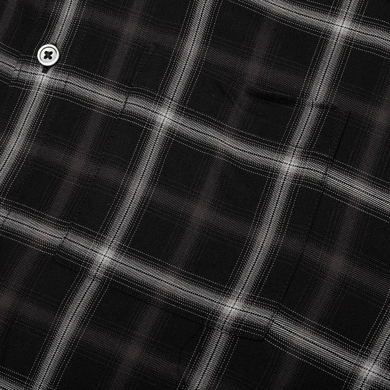 SHADOW PLAID RAYON SHIRT - BLACK 5