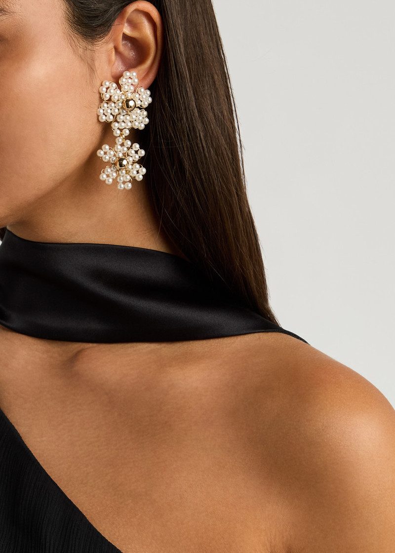 Rosantica Rosantica Gardenia Faux-pearl Beaded Clip-on Drop Earrings outlook