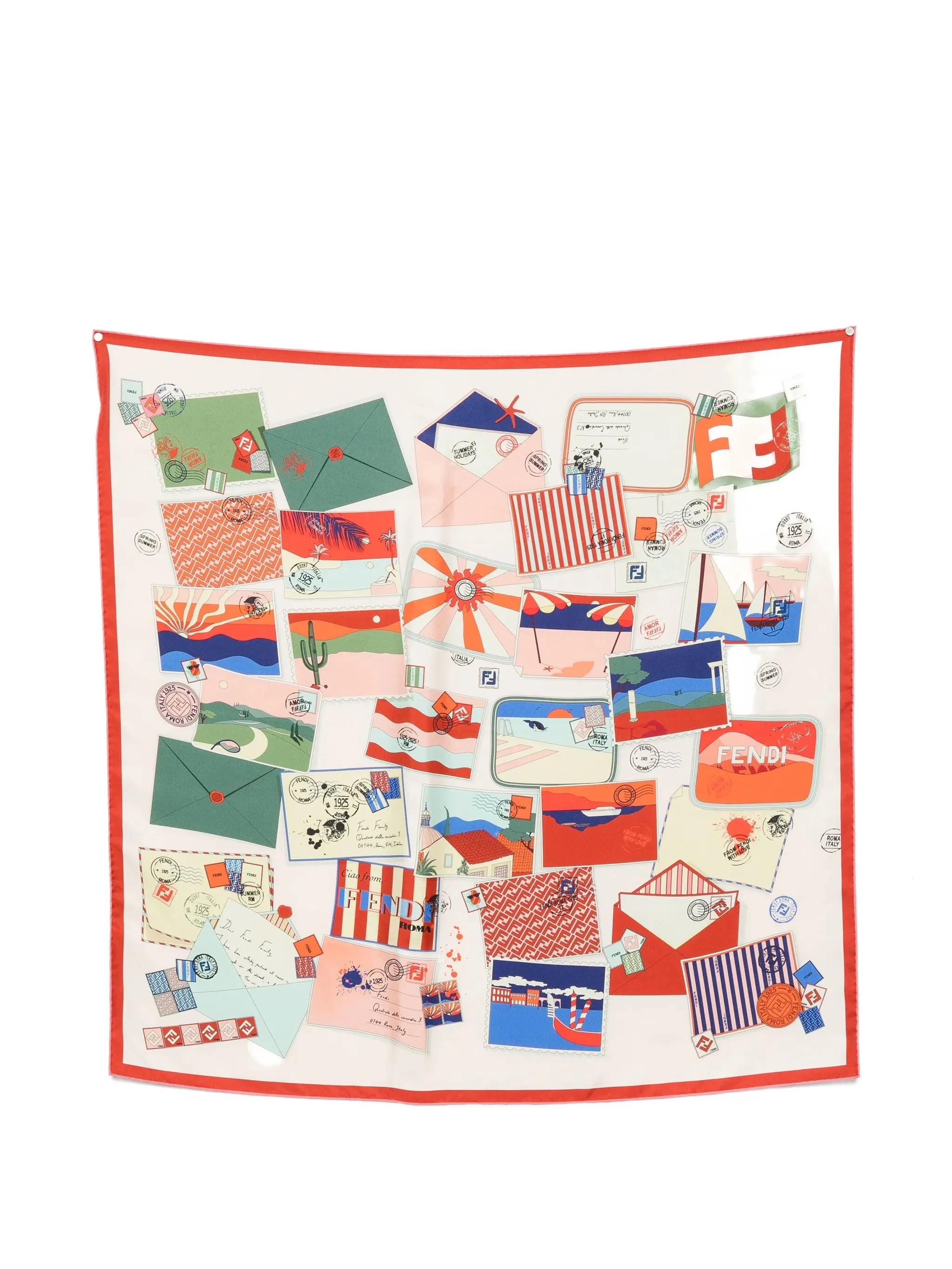 Fendi Postcard-print Silk Scarf - 1