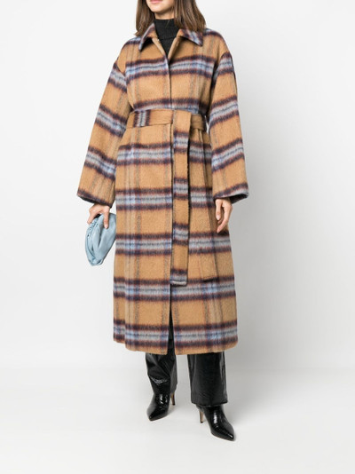 STAND STUDIO plaid-check print belted coat outlook