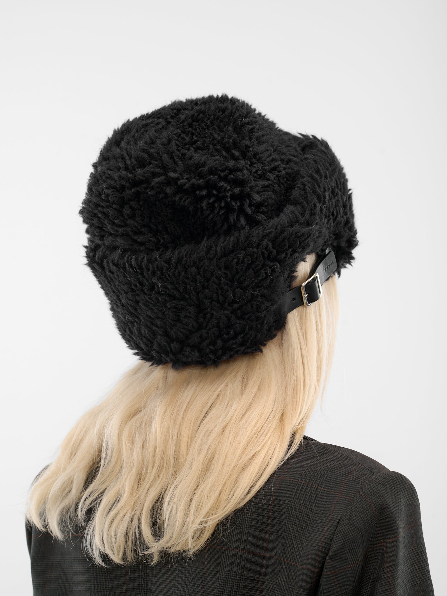Black Fuzzy Wool Cap - 3
