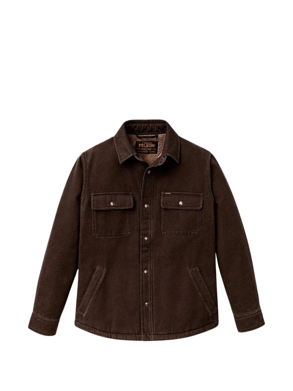fleece-lined button-up shirt jacket - 1