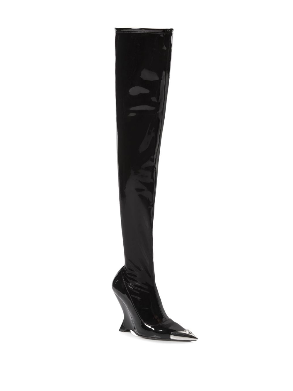 patent-leather over-knee boots - 2