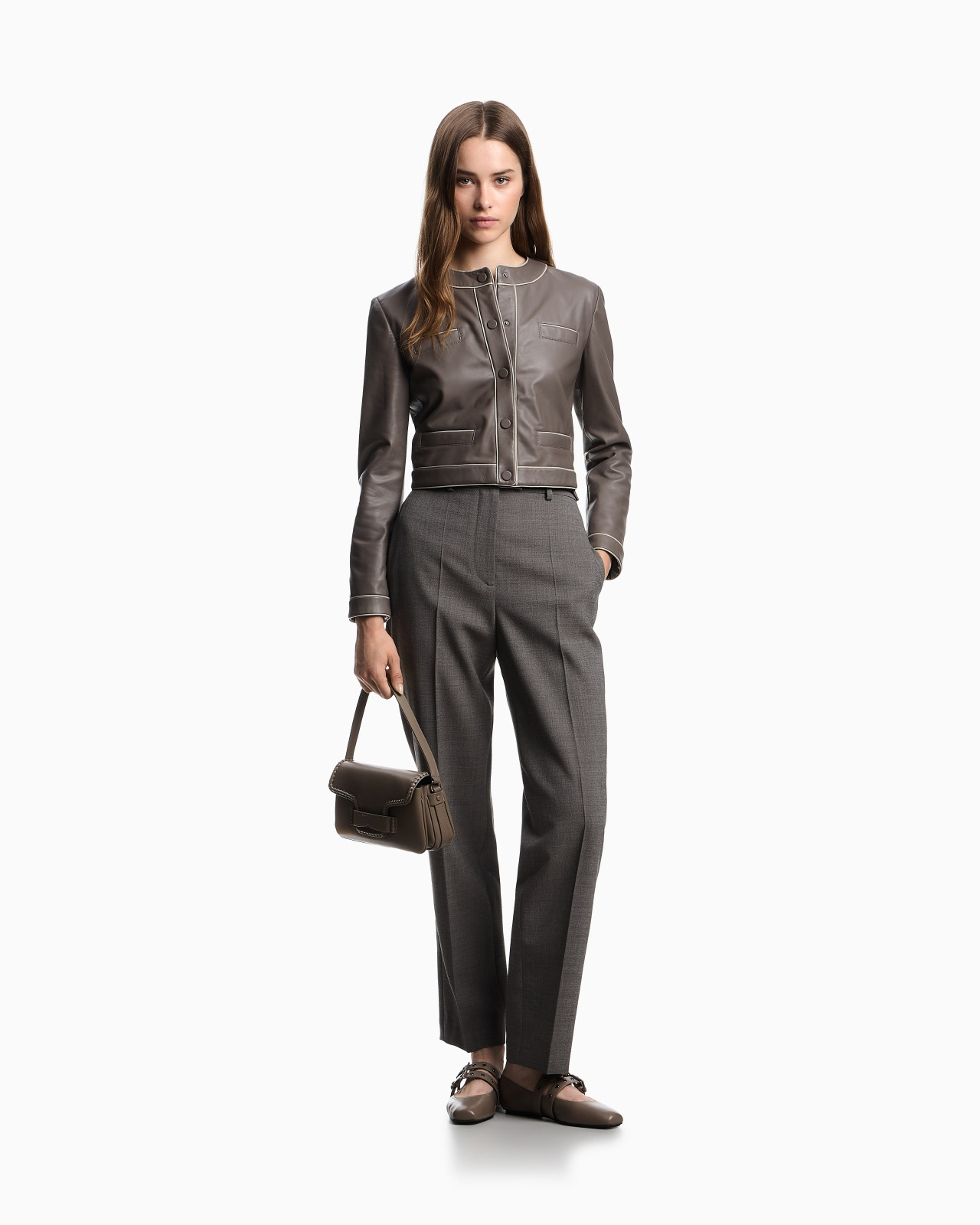 MOULINÉ CRÊPE WOOL TROUSERS - 2