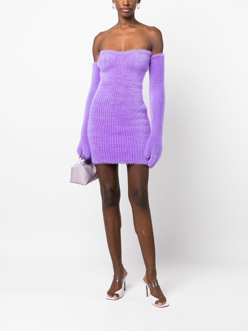 Fuzzy Gloves off-shoulder minidress - 2