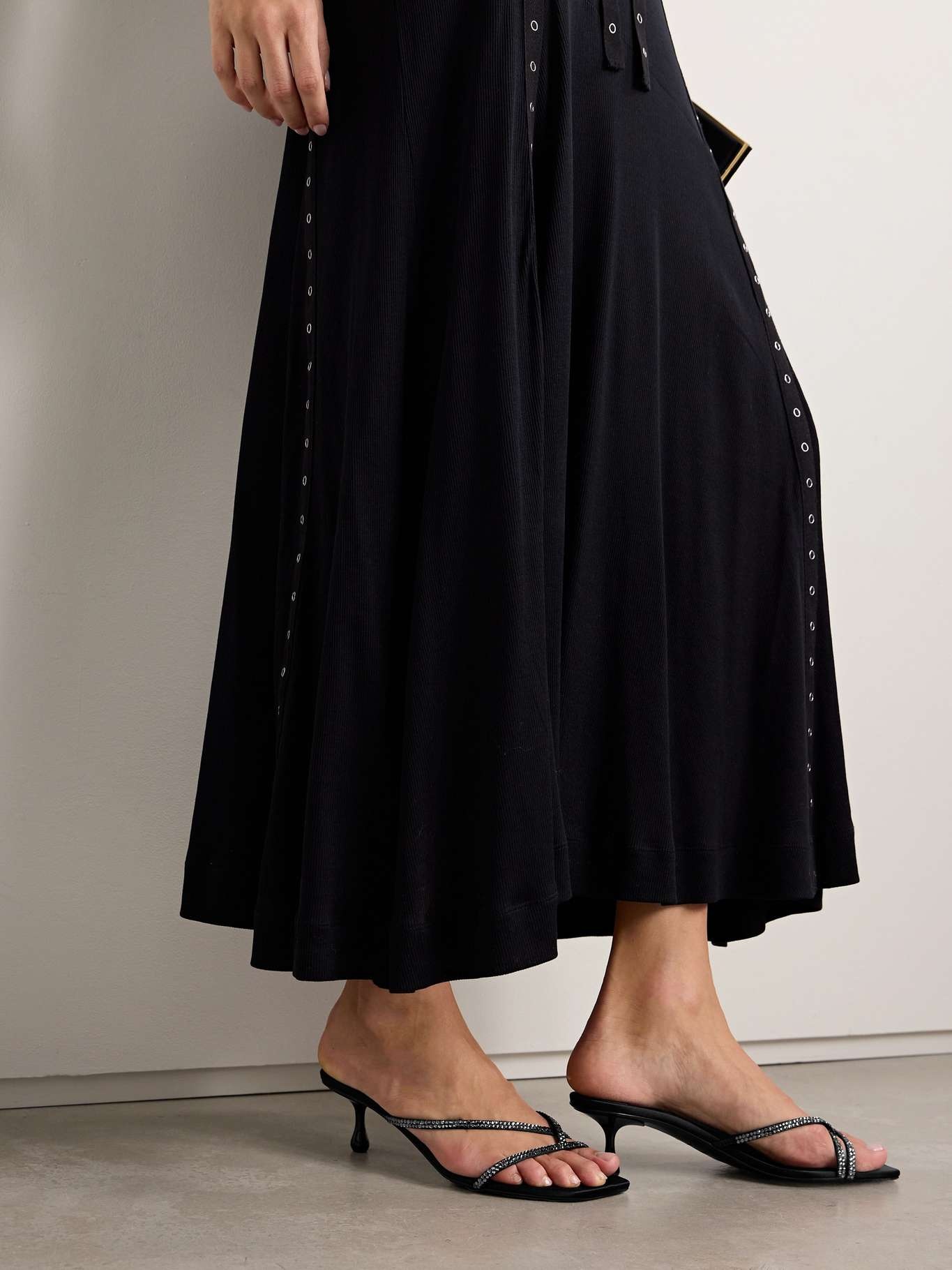 Etana 50 crystal-embellished satin mules Black - 2