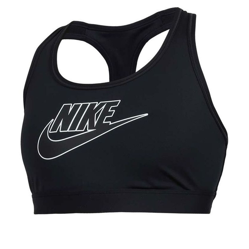 (WMNS) Nike Swoosh 중간 지원 스포츠 브래지어 '블랙 화이트' FB4081-010 - 1