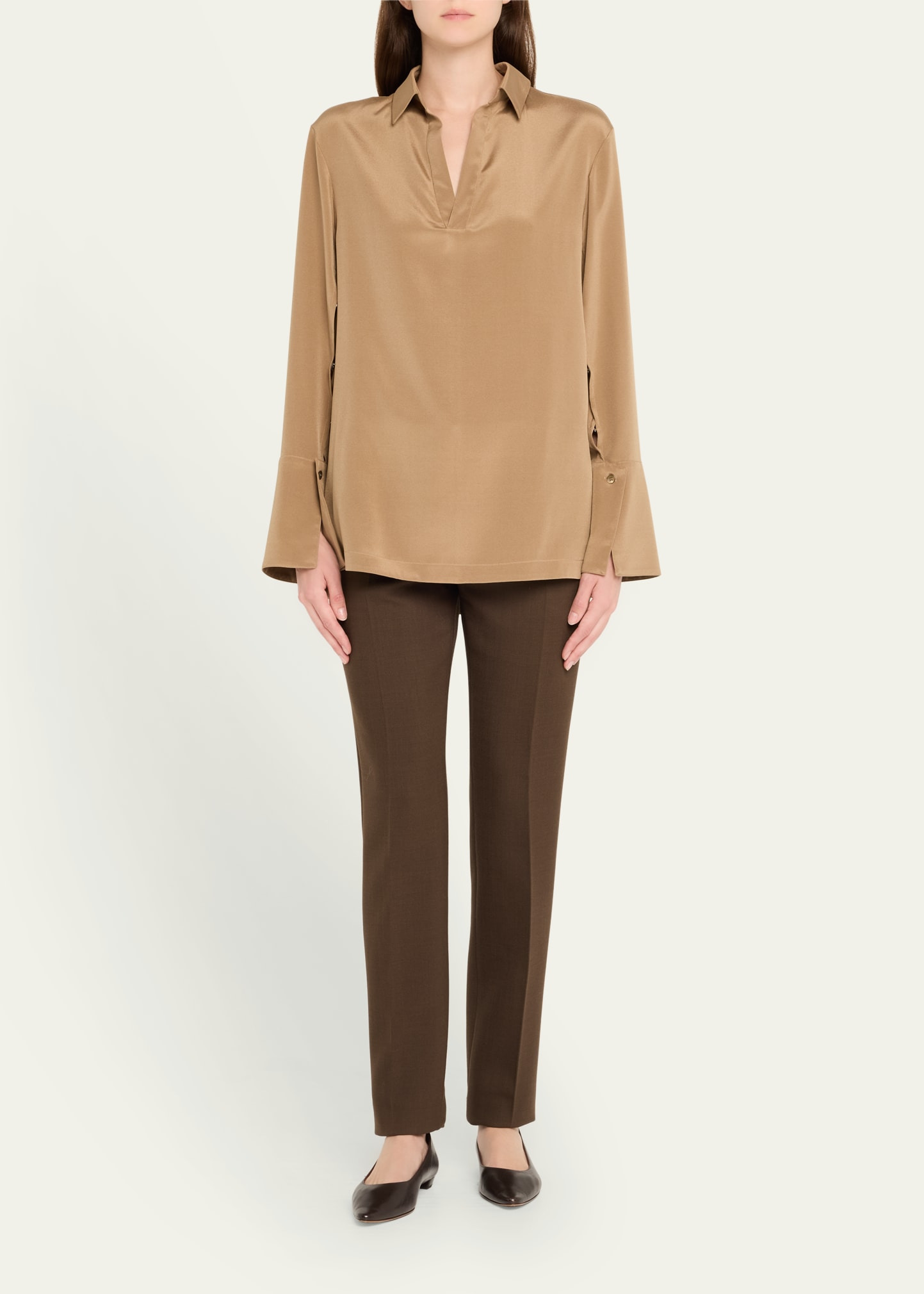 Dover Silk Stretch Collared Top - 2