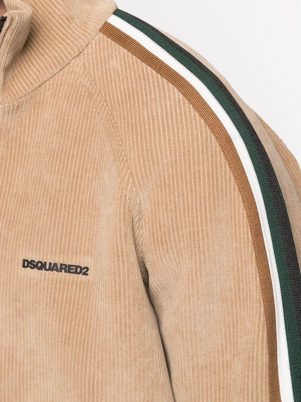 embroidered logo corduroy bomber jacket - 5