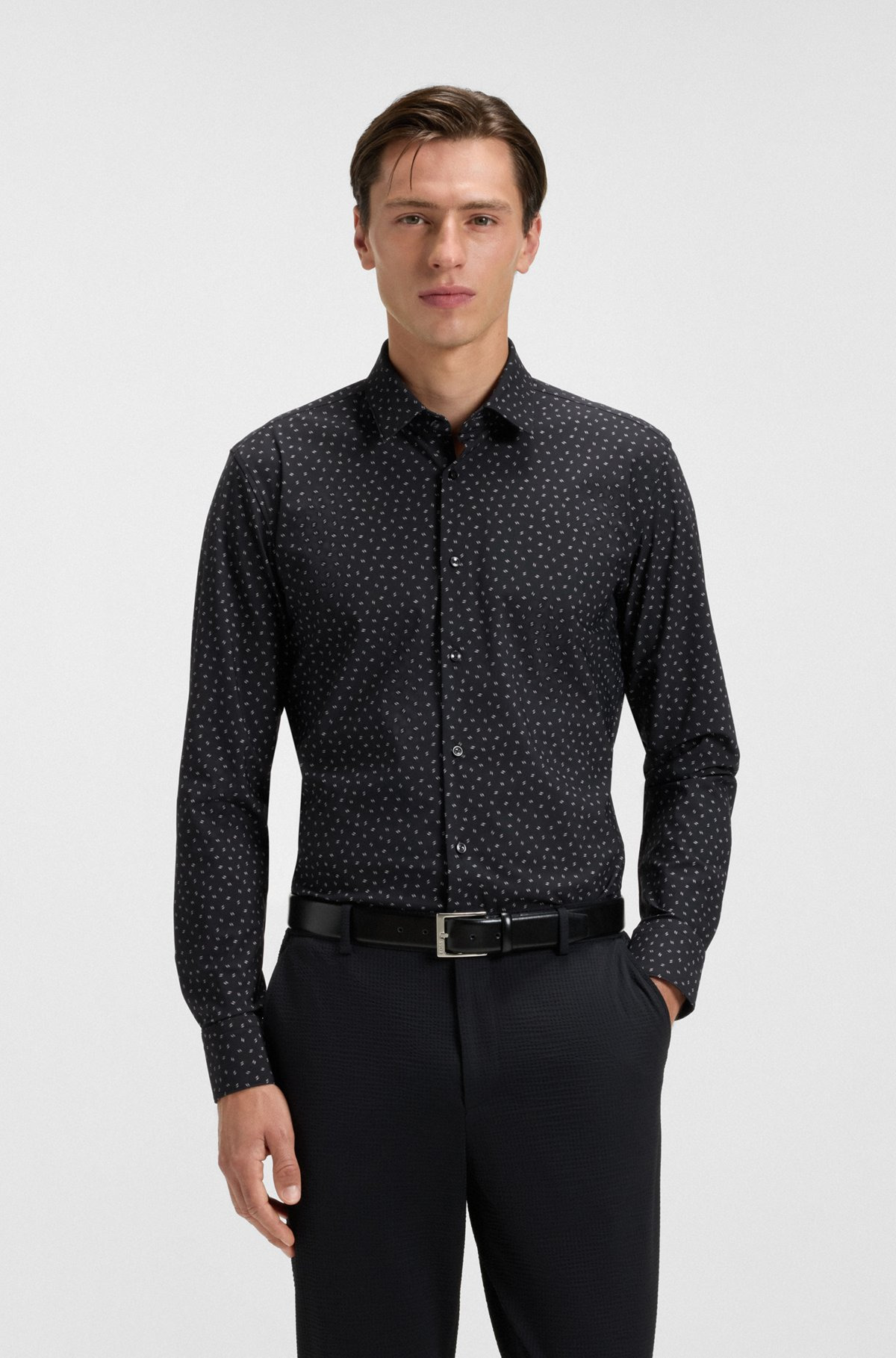 SLIM-FIT SHIRT IN PRINTED PERFORMANCE-STRETCH JERSEY - 2