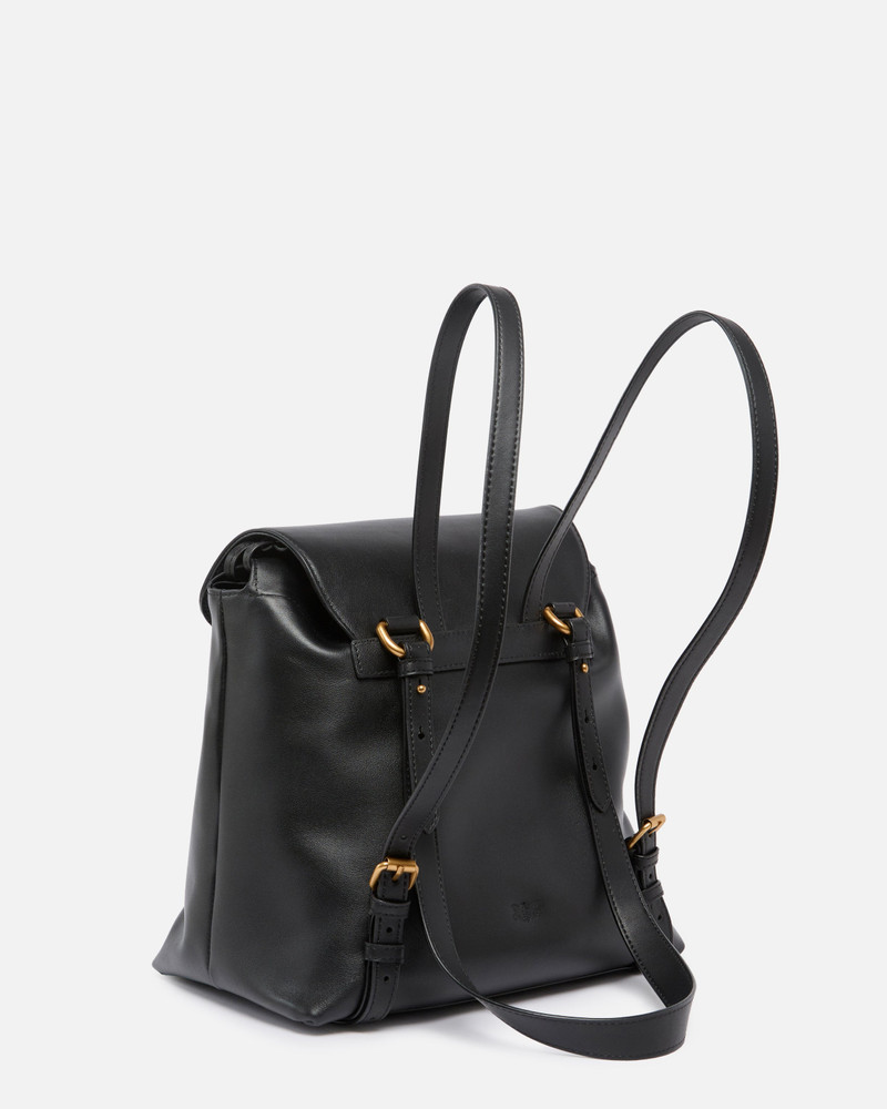 PINKO MEDIUM SADDLE BACKPACK IN LEATHER WITH LOGO RINGS outlook