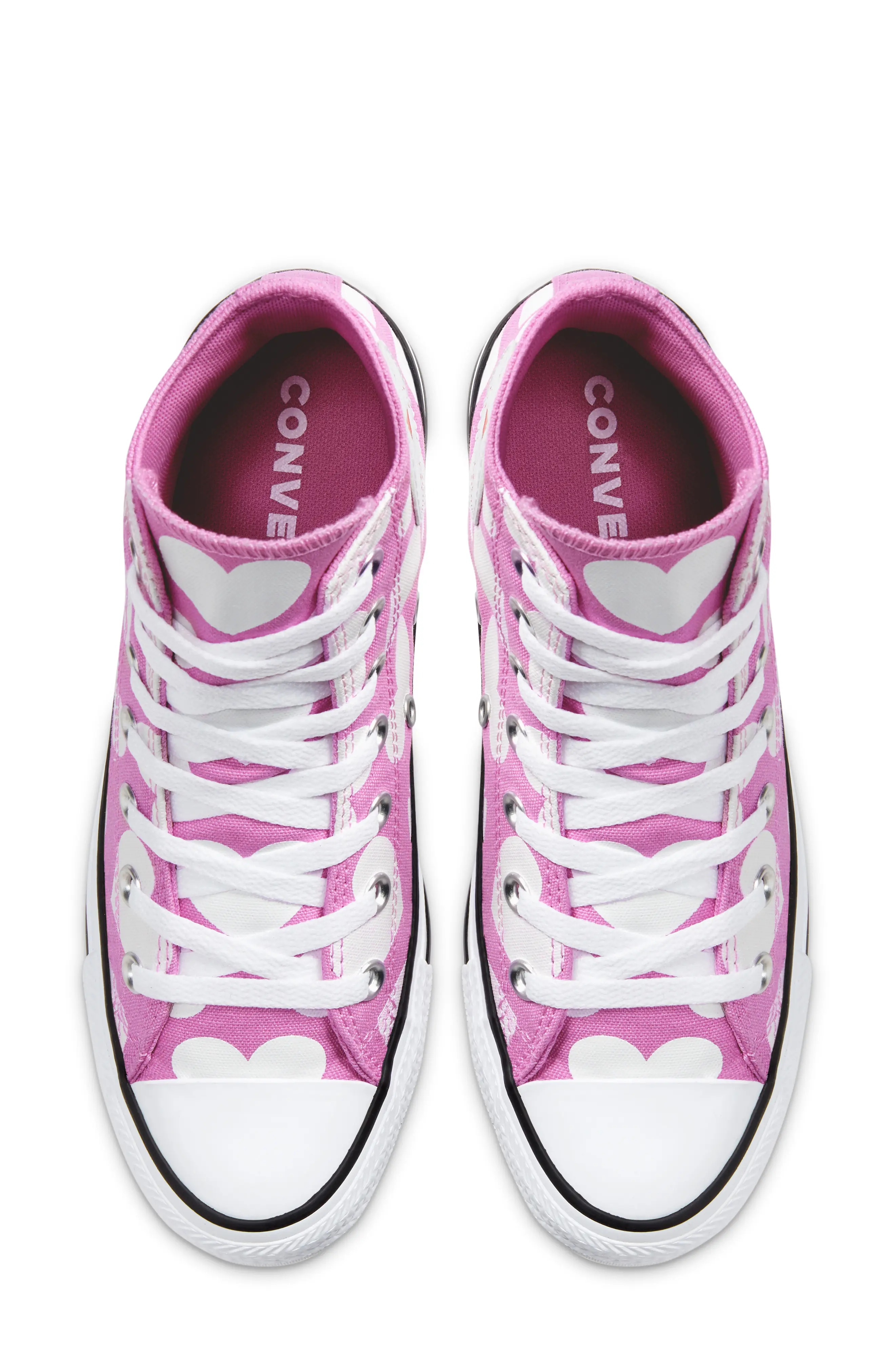 Chuck Taylor All Star Heart High Top Sneaker in Peony Pink/White/Black - 3