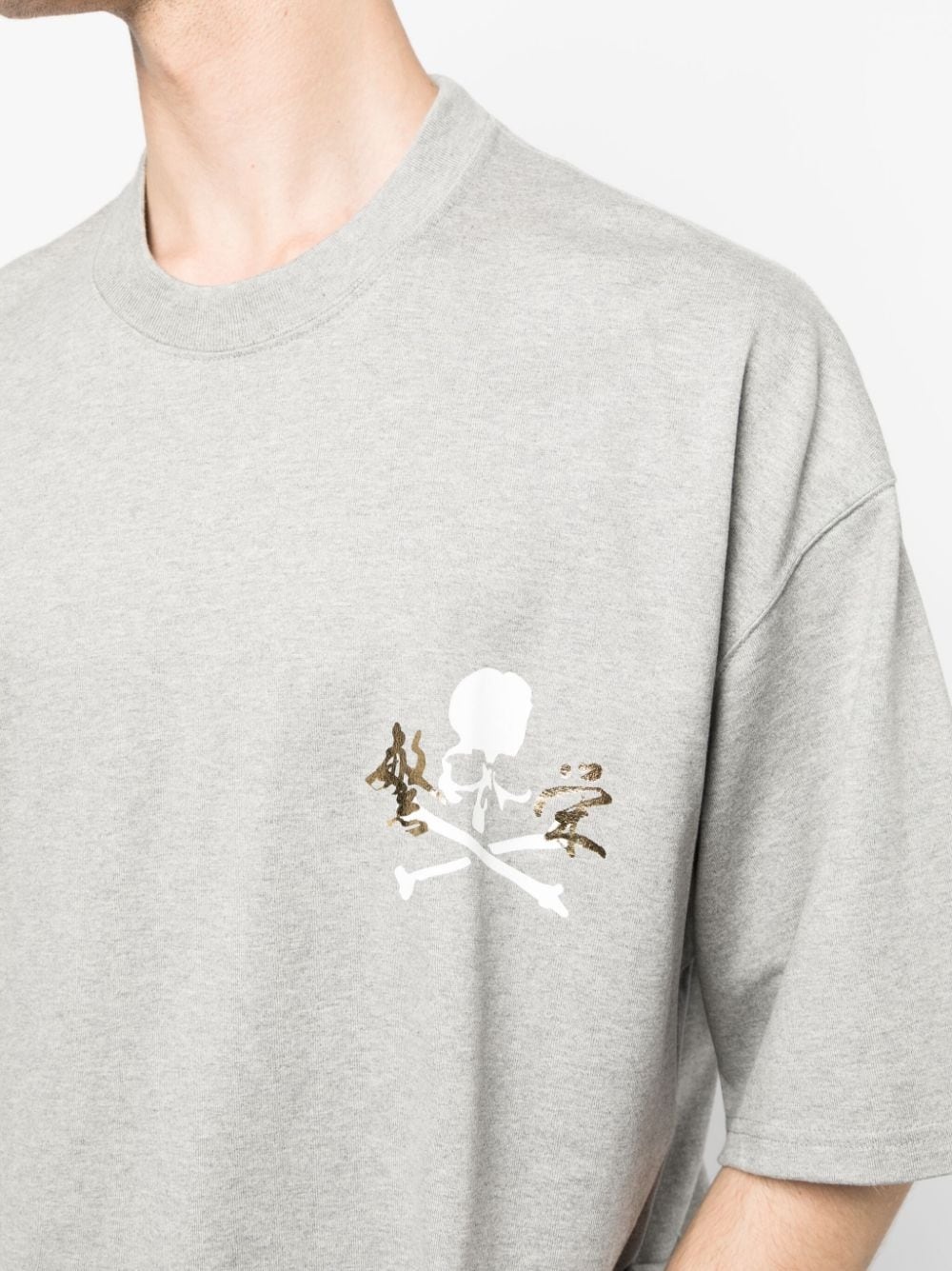 metallic-effect skull-print T-shirt - 5