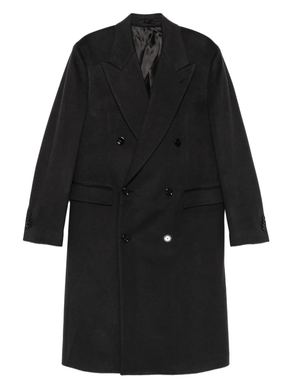 double-breasted cashmere coat - 1