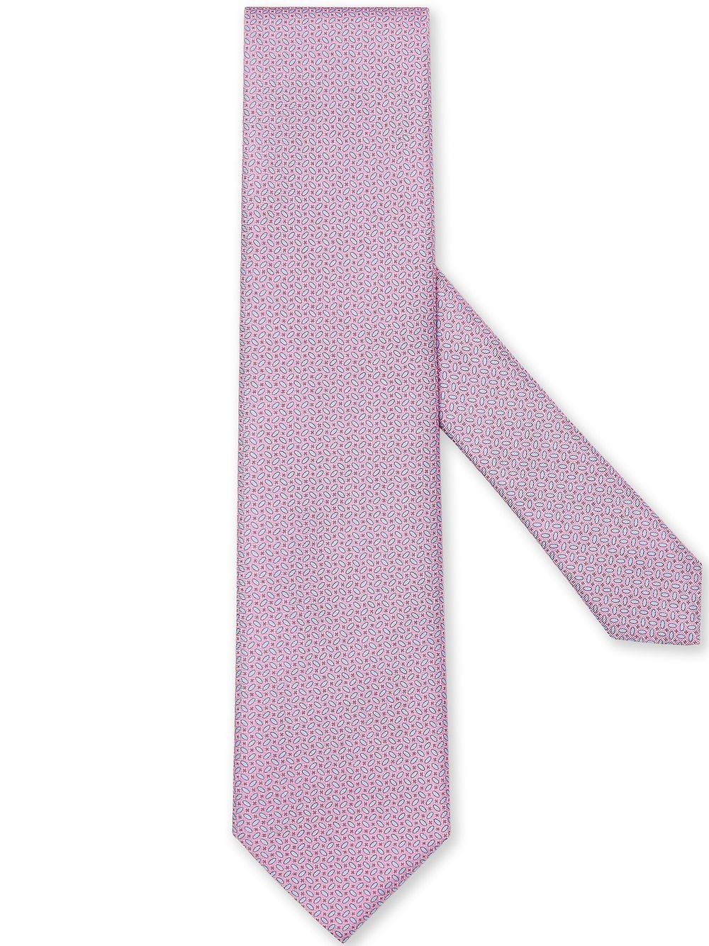 geometric-pattern silk tie - 1