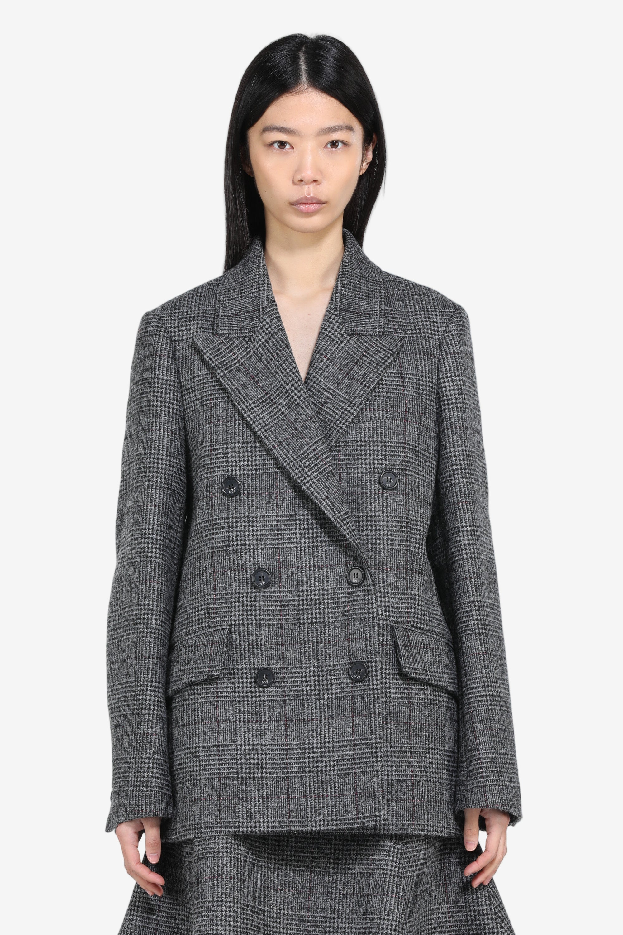 DOUBLE-BREASTED CHECKED JACKET - 4