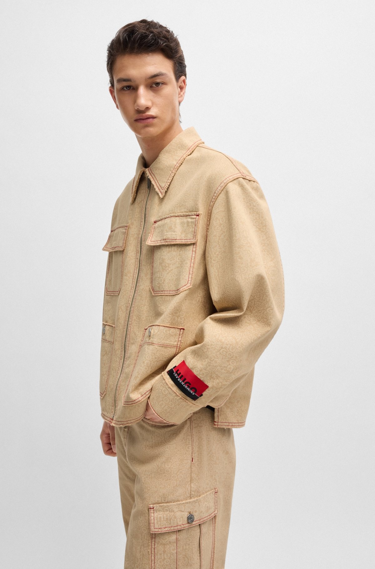 HUGO X LES BENJAMINS RELAXED-FIT JACKET WITH ALL-OVER PRINT - 6