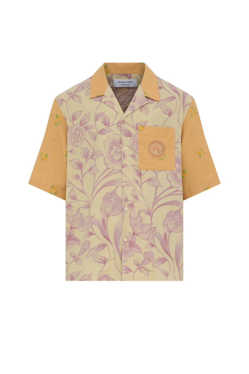 Upcycled Floral Linen Bowling Shirt 7