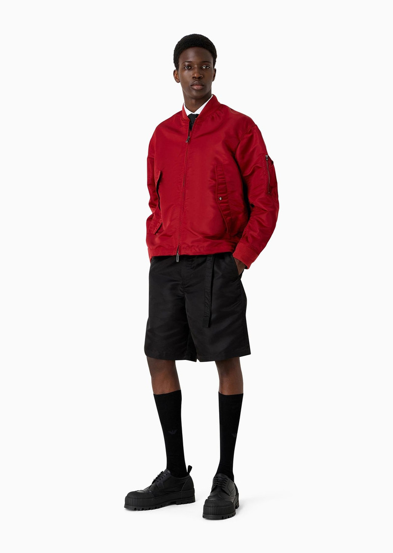 EMPORIO ARMANI Belted Bermuda shorts in smooth, shiny nylon outlook