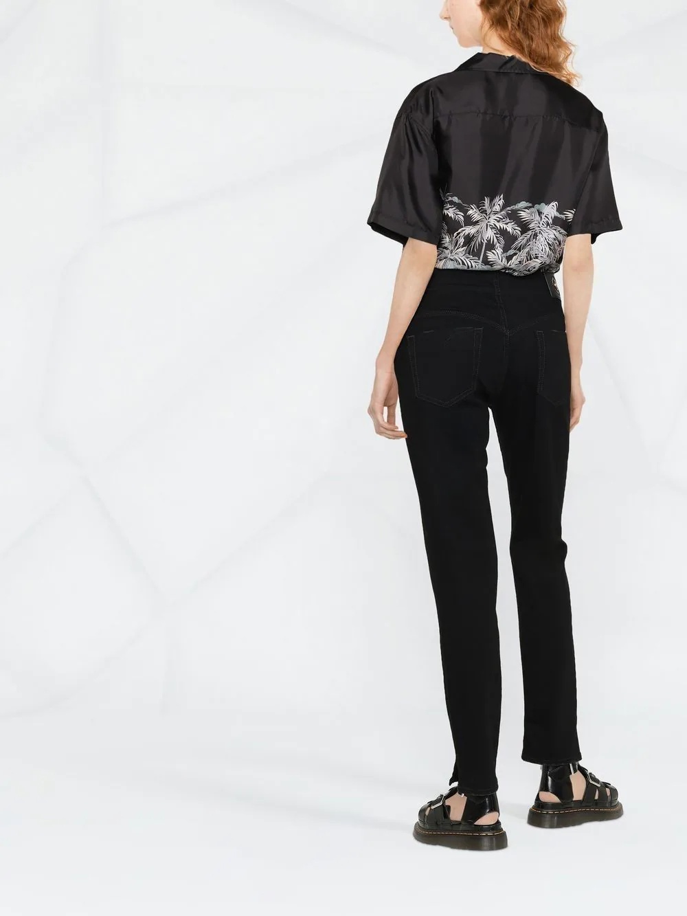 decorative buckle skinny trousers - 4